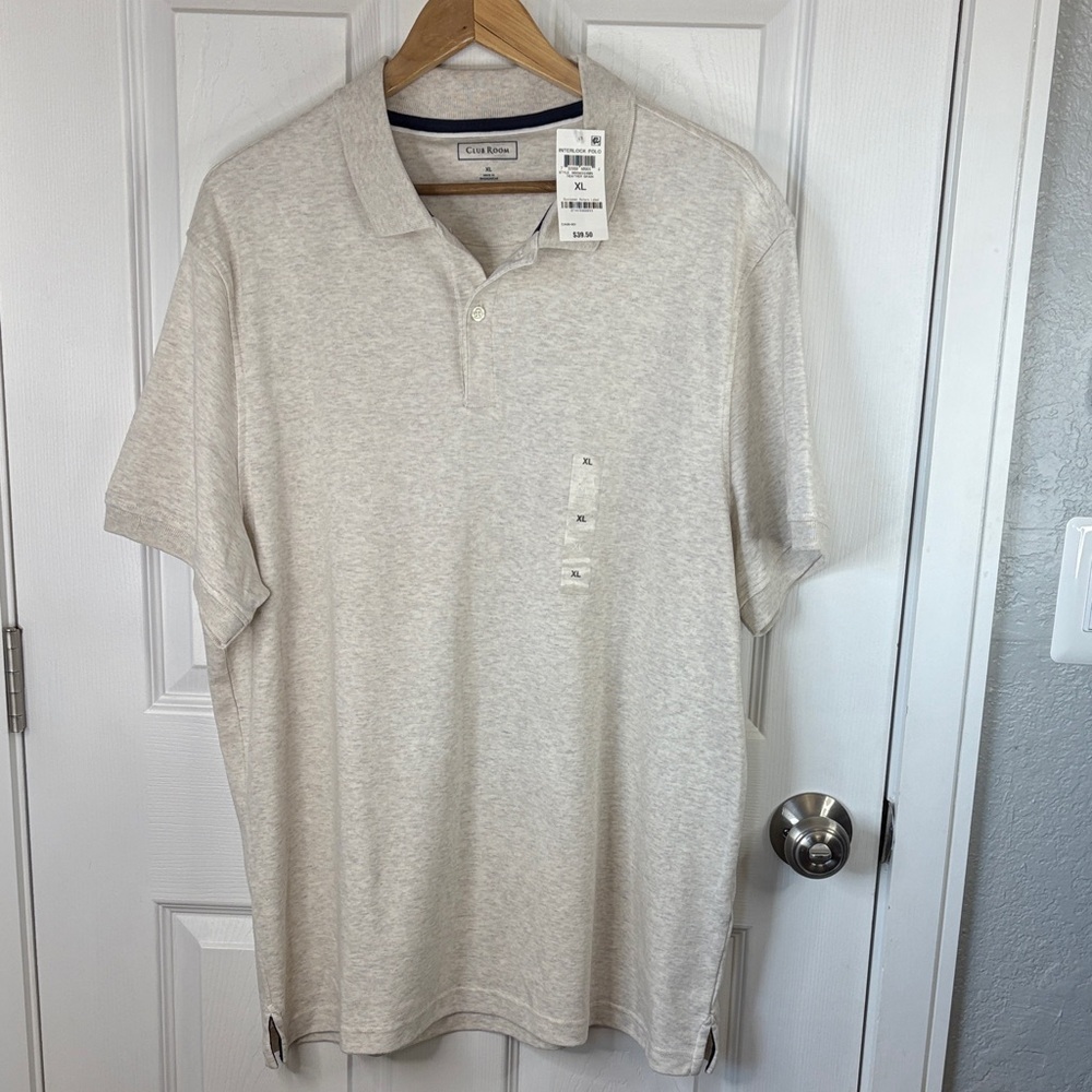 NWT Club Room by Macy's XL Men's Heathered Creamy White Polo Shirt